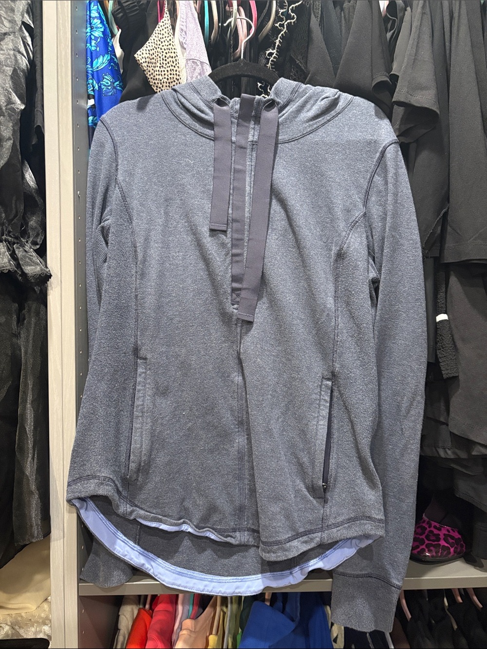 Women's Heather Slate Hooded Jacket with Drawstring